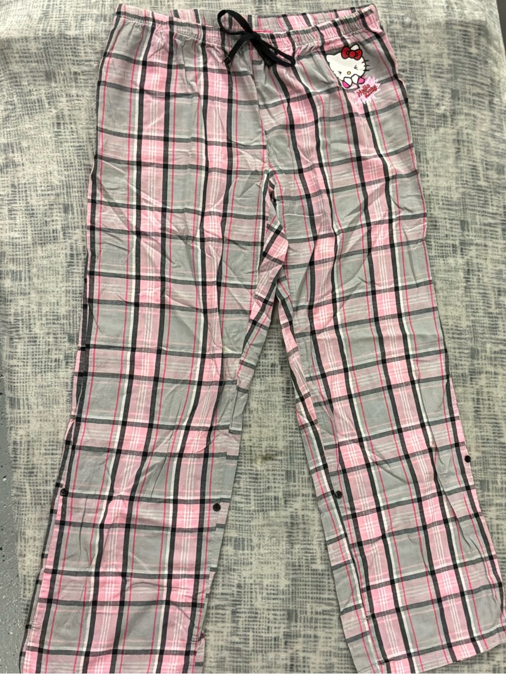 Hello Kitty Pink and Gray Plaid Pajama Pants